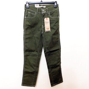 𝅺JR38 Levi's Olive Green Women's 724 Straight-Leg Cropped Jeans Size 0 / 25X25